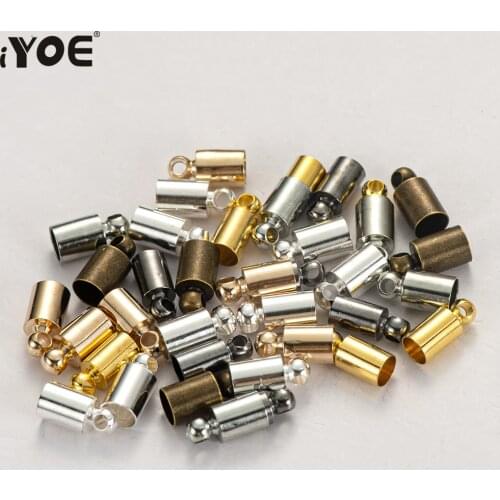 50pcs/Lot Bracelet End Caps Connectors Tassel Leather Cord End Crimp 2-10mm Thread Tail End Stopper for Jewelry Making Bracelet