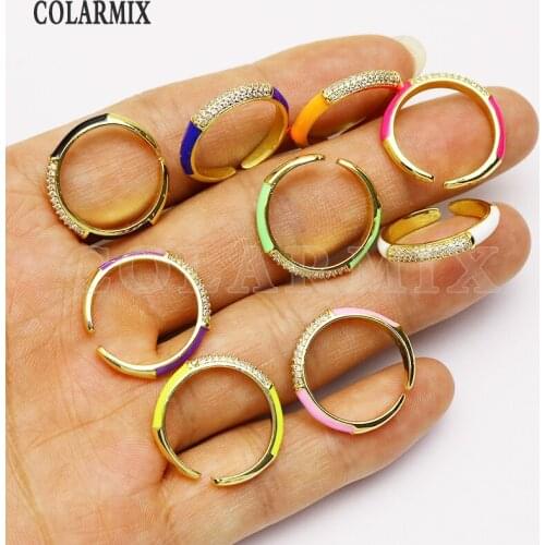 8 piece High quality Enamel colorful zirconia rings Fashion jewelry rings Gift for women jewelry Gift
