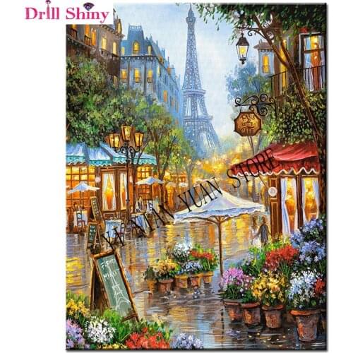 3d diy full diamond painting embroidery street of paris rhinestone picture diamond mosaic swan love gift craft wall sticker gift