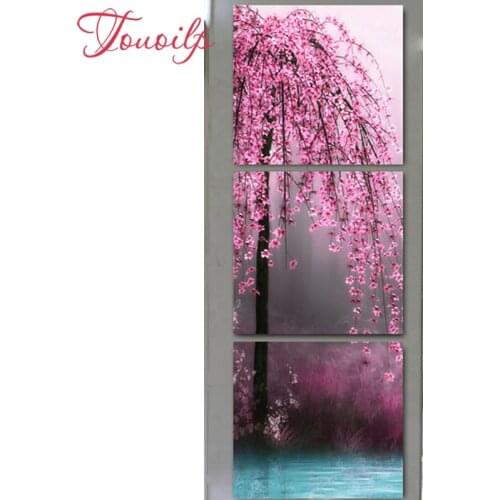 Triptych"Vertical Sakura"diamond painting full square/round drills embroidery mosaic Rhinestones painting still life,kitchen art