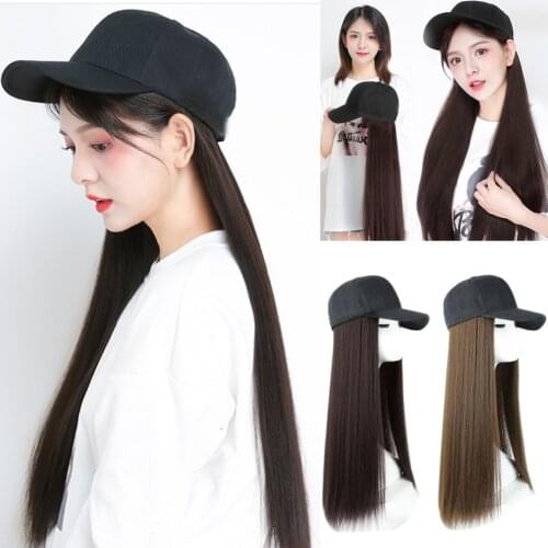 Baseball Cap with Synthetic Hair Extension Long Hair Wig Hat for Women can CSV