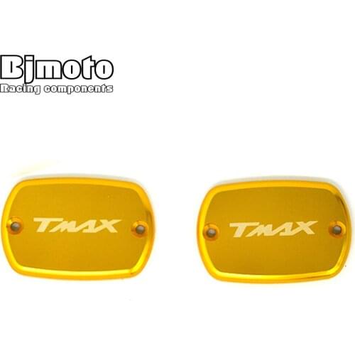 BJMOTO 2 PCS Motorcycle Bike Brake Fluid Tank Cap Cover For Yamaha T-MAX 500 08-2011,T-MAX 530 12-2016 Alloy 5 Colors Available