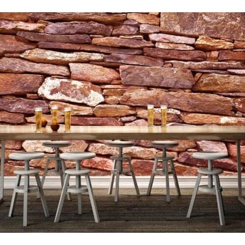 Large Custom Mural Wallpaper 3D Modern popular Red stone brick wall Murals restaurant Background Wall Art Painting Wall Papers