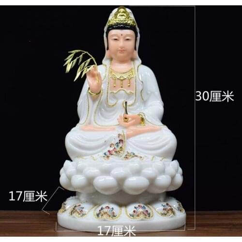 Buddhism Taoism figure jade Goddess Guan yin GOD Avalokitesvara buddha Asia HOME family protection LUCK bless FENG SHUI statue