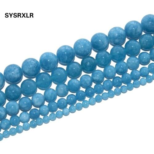Natural Stone Beads Round Blue Angelite Beads For Jewelry Making Diy Bracelet Necklace 4/6/8/10/12 MM Strand 15"