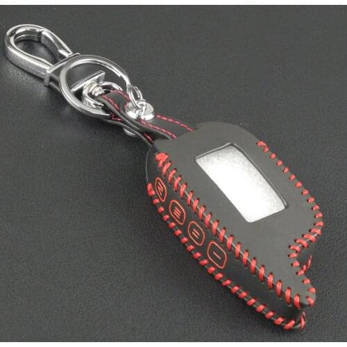 Kutery Leather Key Case For Tamarack Russian 2-way Car Alarm Scher-Khan Magicar 7 9 Lcd \M7 M9 4Buttons Remote Key Protector