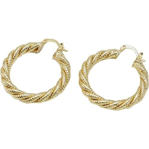 Designer Wire Jewelry Copper Gold Tone Hinge Twist Earrings for Women