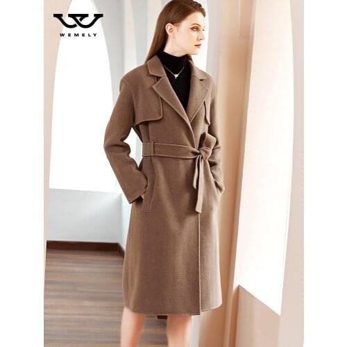 Double sided cashmere coat 2021 autumn winter new loose high-grade slim warm temperament wool tweed medium and long coat