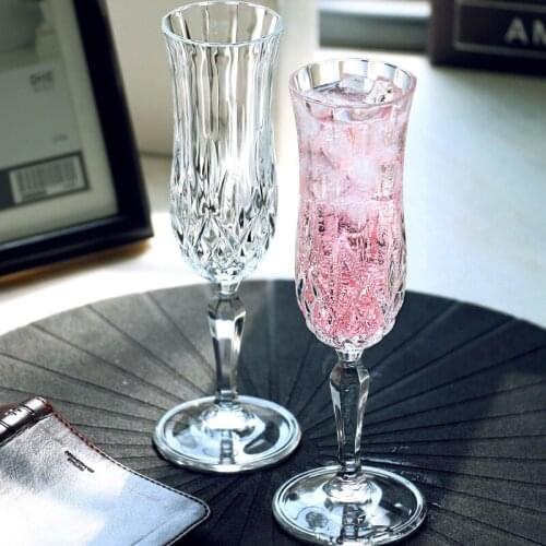 European Retro Embossed Crystal Wine Glass Carved Wine Cup Goble Champagne Flutes Glasses Cocktail Glass Bar Home Drinkware