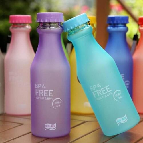 Candy Color 1pcs Summer Water Bottle Transparent Matte Cup Fall Resistant Drop Water Cup Sports Bottle For Travel Camping Tour