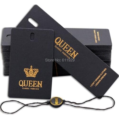 Top grade customized black cardboard matte paper tag with golden stamping/clothing hang tag/garment printed tags 1000 pcs a lot