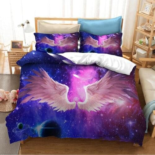 Angel Wing Duvet Cover Make Your Dream Flying Wings 2/3pcs Bedding Set with Polyester Pillowcase Gift for Girl Women Queen Full