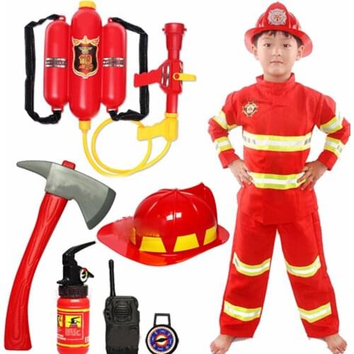 Halloween Costume for Kids Firefighter Uniform Children Sam Cosplay Fireman Role Play Fancy Clothing Boy Fancy Party