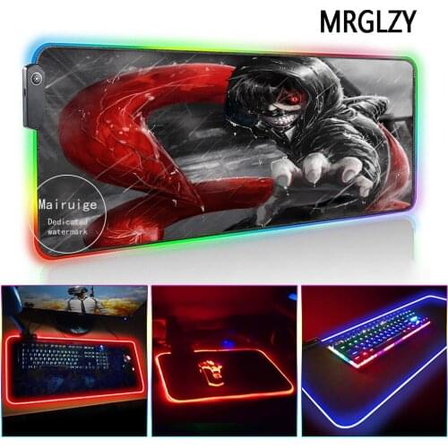 MRGLZY 40*90CM Anime Mouse Pad LED Light RGB Gamer Tokyo Ghoul Multi-size Large DeskMat Gaming Accessories for Laptop Keyboard