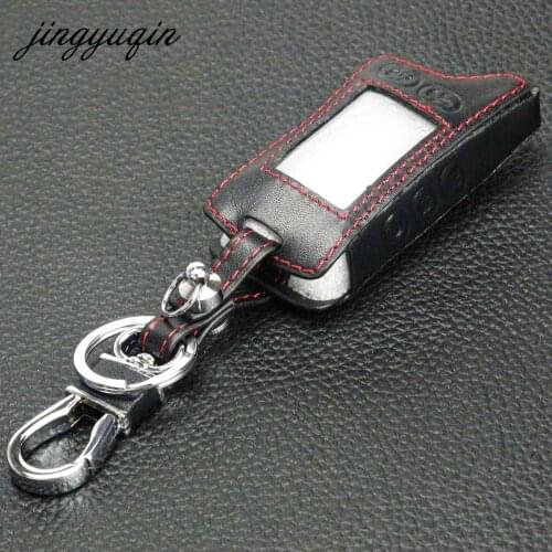 Jingyuqin Remote Two Way Car Alarm leather Case Cover keyChain For Tomahawk TZ9010 TZ9030 TW9030 LCD Remote