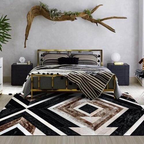 European Style Cowhide Patchwork Carpet Modern Simple Living Room Bedroom Bed Cloakroom Area Rug for Villa Fur Rugs