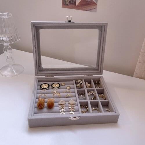 Earrings Small Accessories Family Storage Simple Flannel Exquisite Jewelry Storage Box Dressing Table High-end Packaging Box