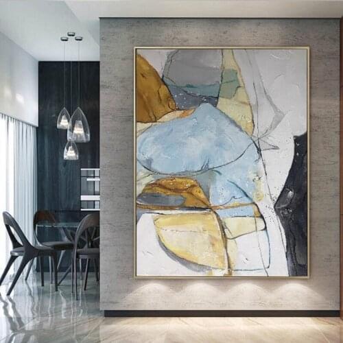 Nodic Style Gold Foil Art Hand Painted Modern Abstract Oil Painting On Canvas Wall Art For Living Room Home Decoration No Frame