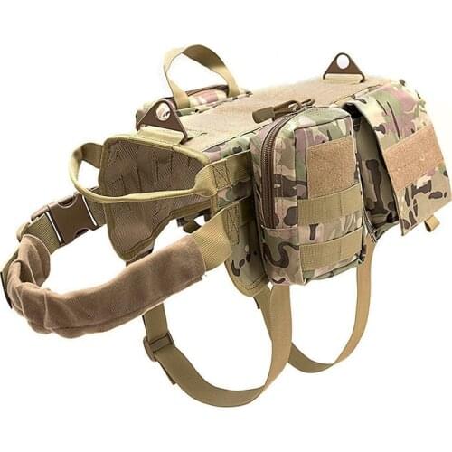Outdoor Tactical Dog Vest Pet Clothes Suit 600D Nylon MOLLE Dog Clothing with Accessory Bag Army Dog Training Vest Military Gear