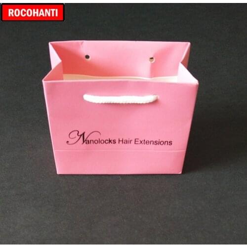 50x Custom LOGO Printing Pink Paper Bag for Jewelry Gift Retail Packaging Made With Thick 250Grams Paperboard