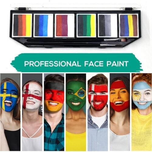 6 Grid UV Rainbow Bar Professional Body Painting with Brush Independent Packaging More Convenient Color