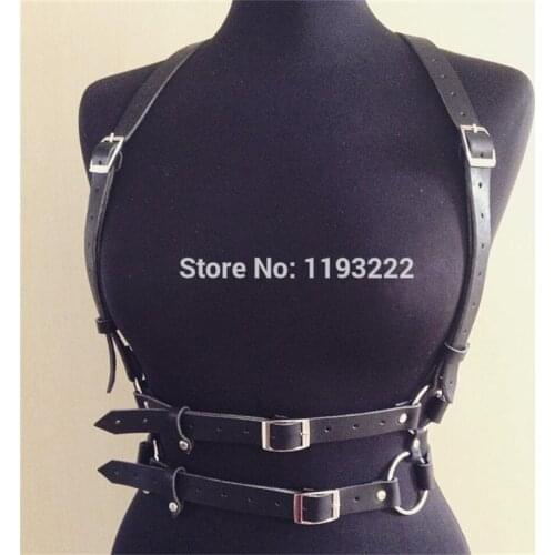 100% Handcrafted Handmade Double Straps Harness Underbust Body Caged Bustier Corset Leather Belt
