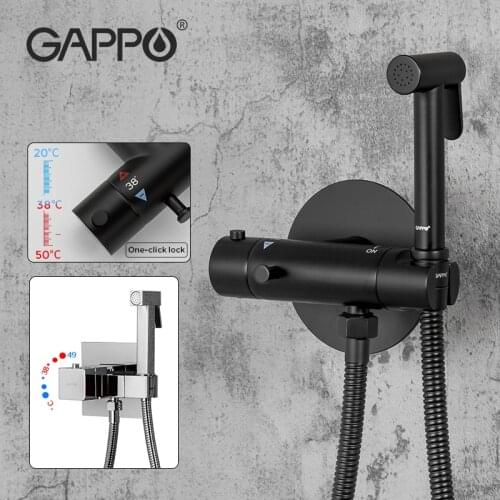 GAPPO black/chrome thermostatic Bidet faucet Solid Brass Water Mixer Tap Bathroom Shower Mixer Tap Bidet Hygienic Shower