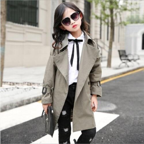 Autumn Spring Girls For Trench Children Outwear Coat Fashion Cotton Korean Version Kids Clothes Long Windbreaker Girls Jacket