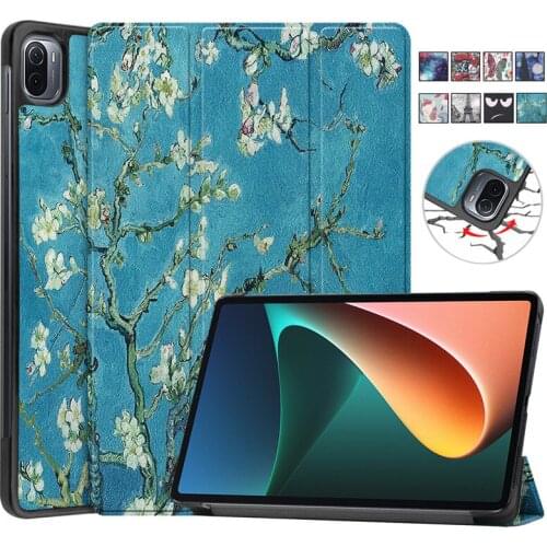 Smart Cover For Xiaomi Mi Pad Mipad 5 Case Capa Tri-Fold Painted Leather Cover For Mi Pad 5 Pro Case Stand Tablet Shell Funda