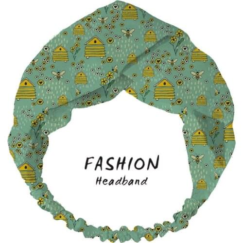 2020 Women Bandanas Hair Accessories Headband Cross Top Knot Elastic Hair Bands Honey Comb Hives Hairband Headwrap Scrunchies