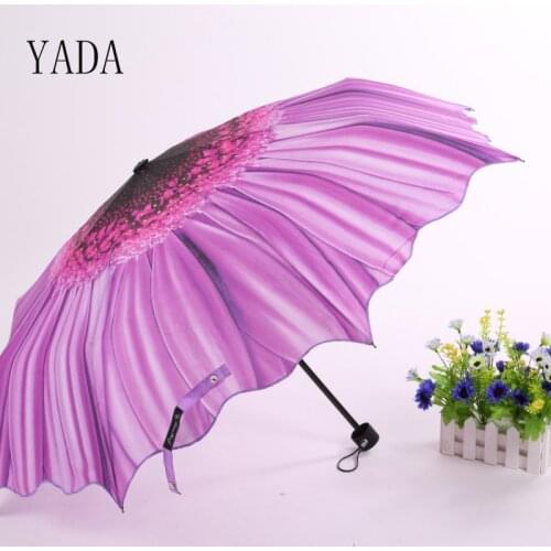 YADA Brand ins High Quality Yellow&Purple Sunflower Umbrella Rain Women Umbrella For Womens Windproof Folding Umbrellas YS011