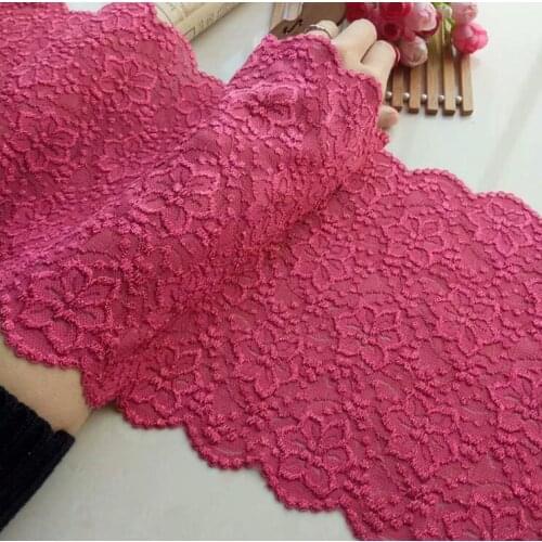 1 Meter Dark Red Luxury Lace Stretch Elastic Lace Edge Trim Sewing Supplies Lace DIY Fabric Woman Skirt 21cm