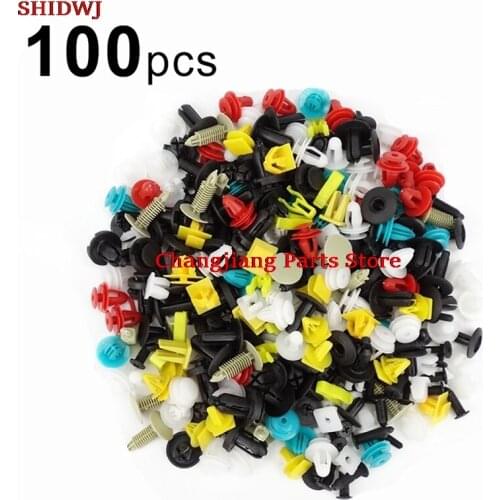 100Pcs Universal Mixed Auto Fastener Car Bumper Clips Retainer Car Fastener Rivet Door Panel Fender Liner