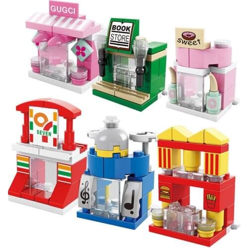 137Pcs Building Blocks Street View Scene Retail Shop City Figures Architecture Friends Bricks Sets Educational Toys for Girls