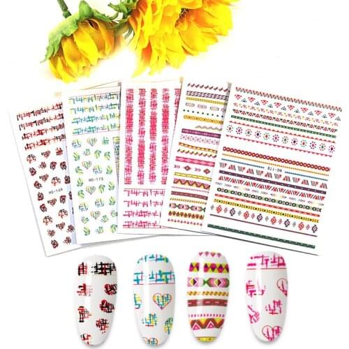 1PC 3D Nail Sticker Stick texture Transfer Picture Flowers Sliders Sticker DIY Nail Art Decoration