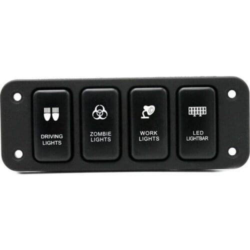4-Bit Straight Switch Panel BlueRay Driving/Zombie/Work Black Panel Modification Switch