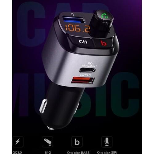 Car Hands-free Bluetooth 5.0 FM Transmitter Car Kit MP3 Modulator Player Wireless Handsfree Audio Receiver Dual USB Fast Charger