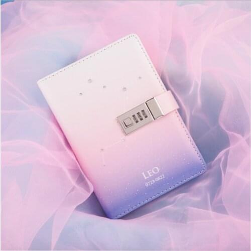 2020 Creative Notebook Constellation Zodiac With Lock Handbook Diary Diamond Decoration DIY Planner Journal