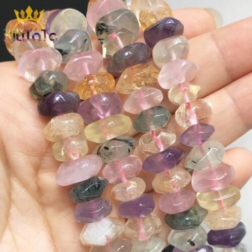 Irregular Mix Quartz Stone Beads Natural Special Cut Genuine Loose Spacer Beads For Jewelry DIY Making Bracelets 15'' 7.5