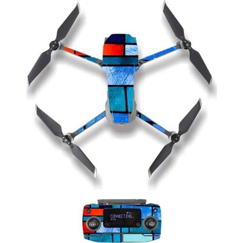 Colorful Block Style Skin Sticker for DJI Mavic 2 Pro & Zoom Drone Body Remote Controller Battery Protection Film M20007