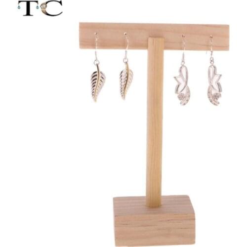 Wooden T Shape Earrings Necklaces Bracelets Jewelry Stands Jewelry Ads Original Wood Ear Studs
