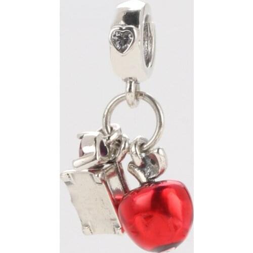 S925 Sterling Silver Snow Whites Apple and Heart Charm DIY Bracelet Accessory