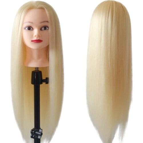 100% high temperature fiber synthetic long white hair training mannequin head for braiding hairdo hairstyle Very nice doll head
