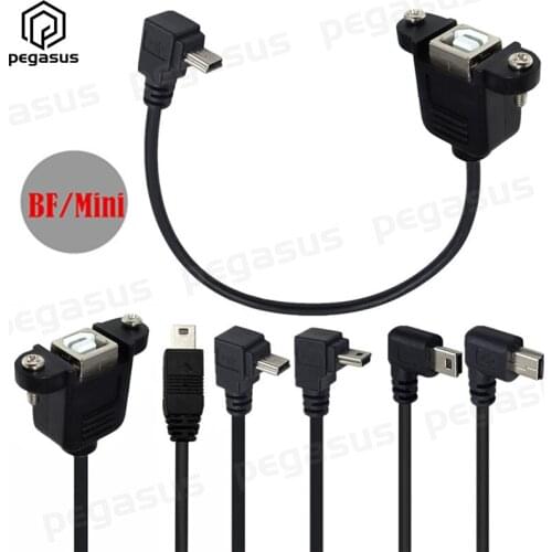 0.5m USB 2.0 B Female to Mini 5Pin Male 90 Degree Elbow Up / Down / Left / Right / Straight USB Extension Cable