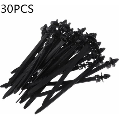 Ties Cable Ties 30pcs Black Strap Wire Zip 200mm Clamp Clip Mount Push