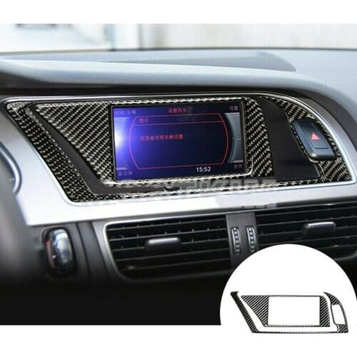 Carbon Fiber Console GPS Navigation Panel Trim Cover For Audi A4 S4 2008-2015 Car Styling Accessories