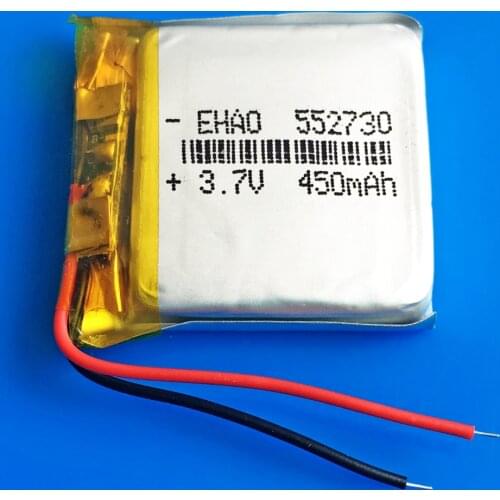 3.7V 450mAh Lipo polymer lithium Rechargeable battery 552730 for MP3 GPS DVD bluetooth speaker smart watch recorder camera
