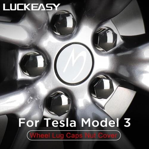 LUCKEASY For Tesla Model 3 2017-2021 Aero Wheel Cap Kit Center Cap Set and Wheel Lug Nut Cover 20pcs(Mirror section)