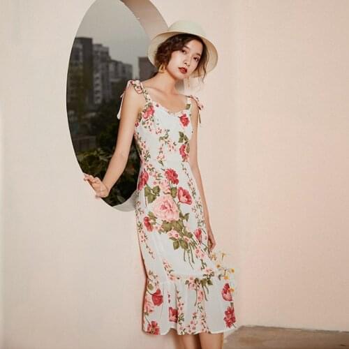 Fashion elegant women high quality vintage formal dress new arrival casual sexy summer beach backless print cute a-line dress