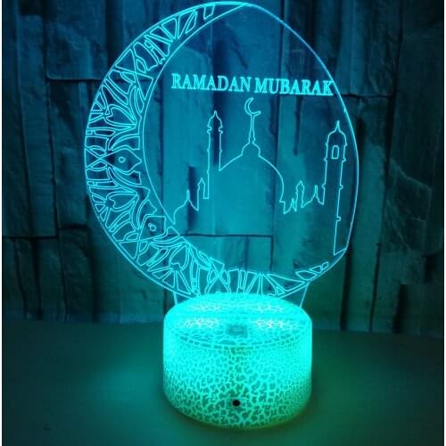 Novelty Islam Blessing Ramadan Mubarak Best Wishes Greetings 3D LED Night Light Desk Lamp Home Decor Christmas Gift